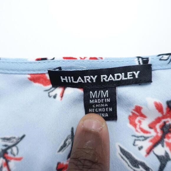 Hilary Radley Tank Top Women's Medium Blue Floral 100% Polyester V-Neck Pullover - Picture 4 of 6